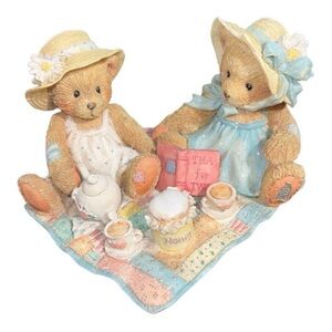 ☕️1992 Cherished Teddies Two Girls Having Tea☕️